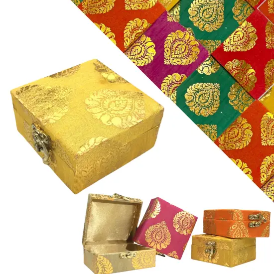 Small Handmade Jewelry Box Brocade Gift Boxes Favor for Indian Pakistani Punjabi Wedding, Nikah Favor, Mehndi Favors, for Girls {7}