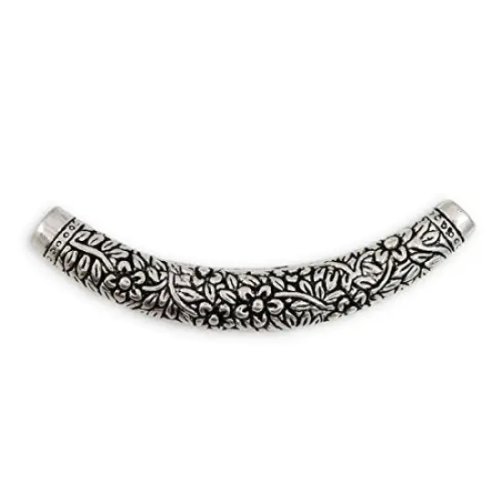 68x8mm Large Hole Pewter Curved Tube Bead (Package of 1) {1}