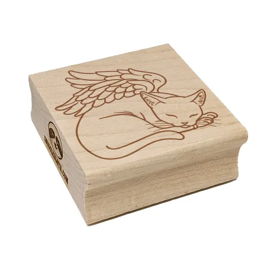 Sleeping Angel Cat Loss of Pet Square Rubber Stamp for Stamping Crafting {7}