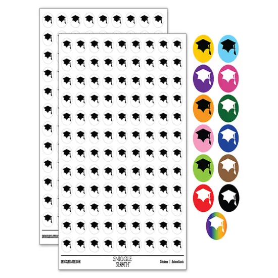 Graduation Cap Solid 200+ 0.50" Round Stickers Yellow {1}