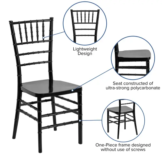Emma and Oliver Wedding & Event Resin Stacking Chiavari Dining Chair Black {2}
