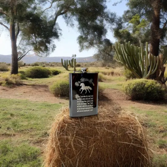 8oz BLACK The White Horse Four Horsemen of the Apocalypse Flask {6}