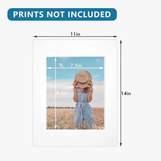 Somime 10 Pack Pre-Cut 11 x 14 White Picture Mats for 8x10 Photos - White Core Bevel Cut Frame Matte, Acid Free, Ideal for Frames/Artwork/Prints {6}