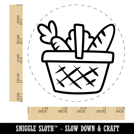 Grocery Basket Bread Carrot Rubber Stamp for Stamping Crafting Planners {1}