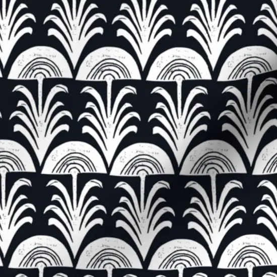 Various Fabrics by the Yard or Fat Quarter Block Print Black And White Botanical Arch Leaves Rustic Custom Printed Fabric by Spoonflower {7}