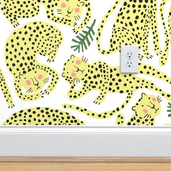 Peel & Stick Wallpaper 2FT Wide Animal Print Cheetah Leopard Jaguar Jungle Cute Kids Room Cats Tropical Safari Custom Removable Wallpaper by Spoonflower {4}