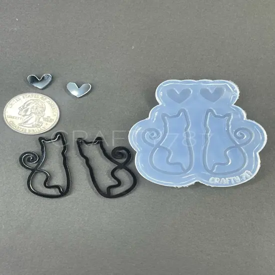 Cat Dangle Earring Silicone Mold Option 2 (D5) {5}