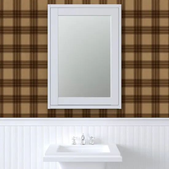 Pre-Pasted Wallpaper 2FT Wide Plaid Brown Antique Check Old Tartan Earth Tone Dark Academia Gingham Custom Pre-pasted Wallpaper by Spoonflower {6}