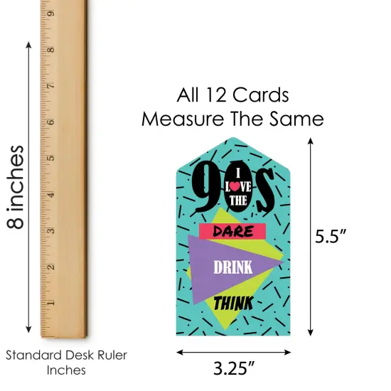 Big Dot of Happiness 90's Throwback - 1990s Party Game Pickle Cards - Dare, Drink, Think Pull Tabs - Set of 12 {6}