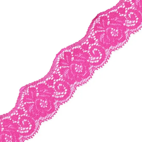 10 Yards of Samantha 1 1/2"Stretch Raschel Lace Trim | 10 yard cut Fuchsia {1}