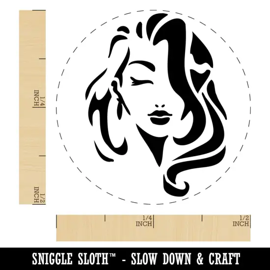 Beautiful Woman with Flowing Hair Self-Inking Rubber Stamp Ink Stamper for Stamping Crafting Planners Orange {1}