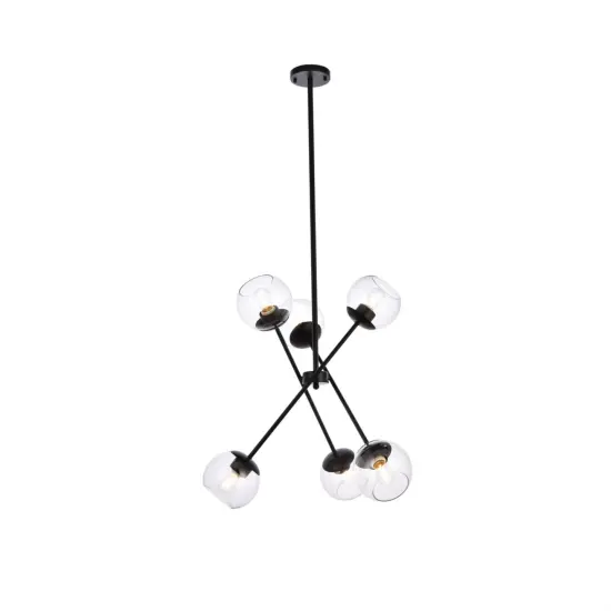 Axl 24 inch pendant in black with clear shade {1}