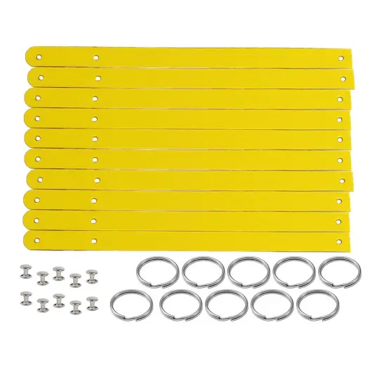 1/2" Blank Leather Keychains Kit - 10 Pre-Cut Blank Keyrings for Stamping & Engraving Yellow {1}