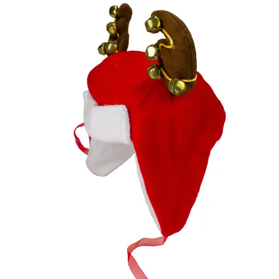 Northlight 17" Red and White Reindeer Antlers Unisex Adult Christmas Trapper Hat Costume Accessory - One Size {3}