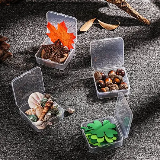 12 Pack Clear Plastic Beads Storage Containers Box with Hinged Lid for Beads and More (2.12 x 2.12 x 0.79 Inch) {3}
