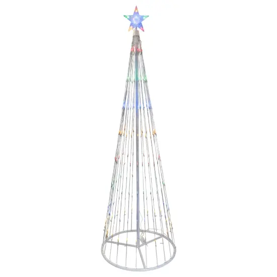 Northlight LED Lighted Multi-Function Outdoor Christmas Cone Tree - 6' - Multi-Color White {3}
