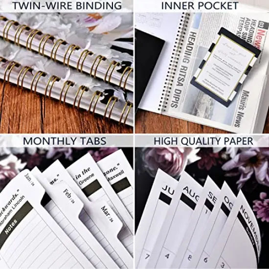 Monthly Planner 2023-2025 2-Year Calendar July 2023 to June 2025 9 x 11 Inches Large Planner with Monthly Tabs Twin-Wire Binding Useful Inner Pocket {4}