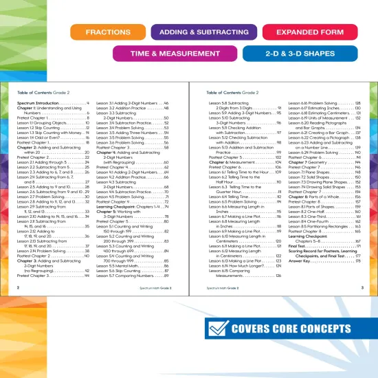 Spectrum 2nd Grade Math Workbook, Mathematics Activity Book for Kids Ages 7-8, Addition, Subtraction, Fractions, Telling Time, and More, Classroom or Homeschool Curriculum {2}