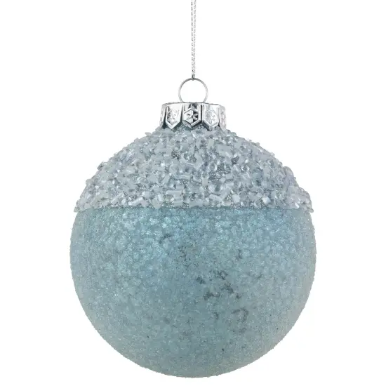 Northlight 4" Silver and Blue Beaded Glass Christmas Ornament {1}