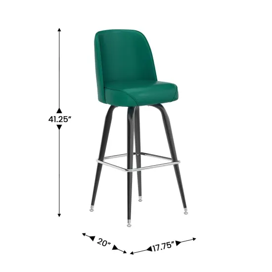 Emma and Oliver Metal Barstool with Swivel Bucket Seat Green {5}
