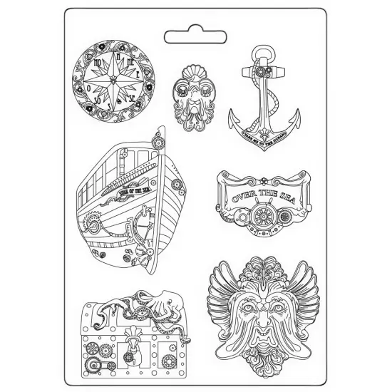 Stamperia Soft Maxi Mould A4-Songs Of The Sea Over The Sea {1}