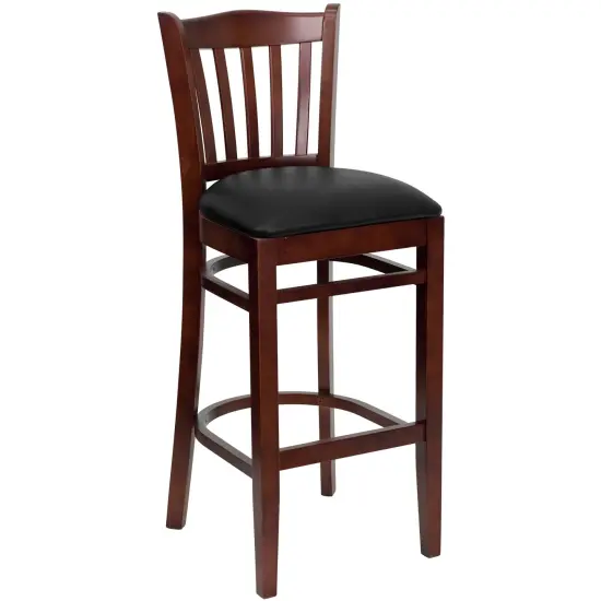 Emma and Oliver Vertical Slat Back Wooden Restaurant Dining Barstool NaturalWood {6}