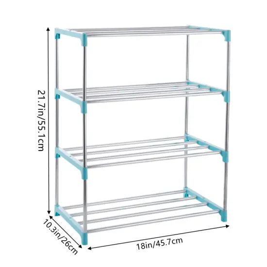 4-Tier Stackable Small Shoe Rack, Lightweight Shoe Shelf Storage Organizer for Entryway, Hallway and Closet (blue) {6}