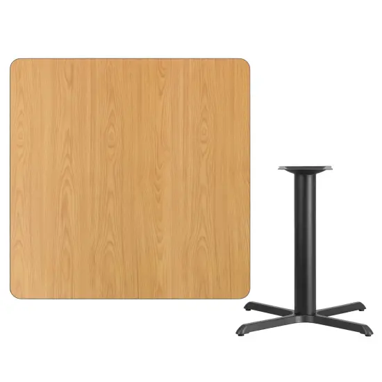 Emma and Oliver 42" Square Laminate Table Top with 33"x33" Table Height Base Natural {3}
