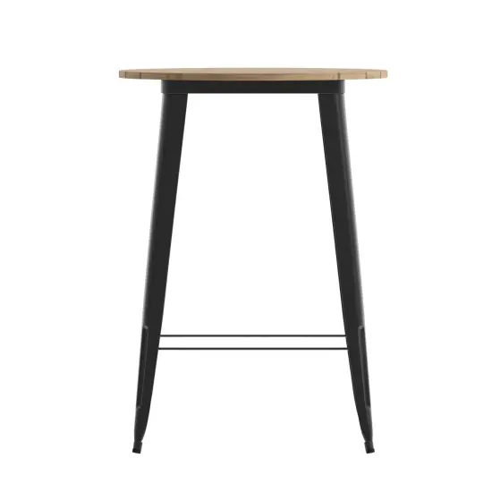 Merrick Lane Dryden Indoor/Outdoor Bar Top Table, 30" Round All Weather Poly Resin Top with Steel base Brown/Black {3}