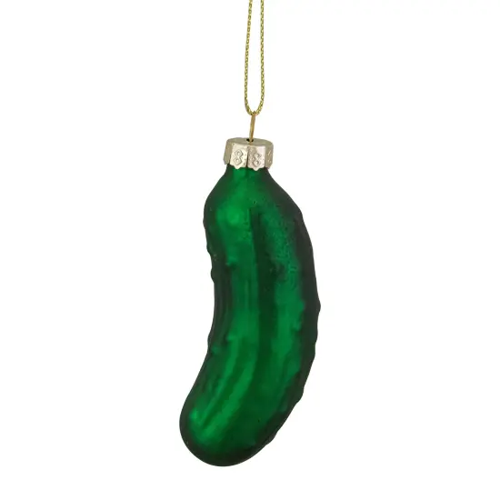 Northlight 3.75" Green Christmas Pickle Glass Holiday Ornament {1}