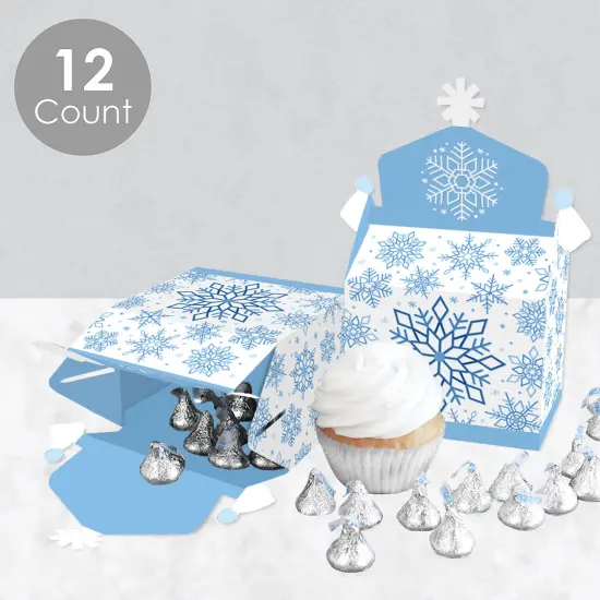 Big Dot of Happiness Blue Snowflakes - Treat Box Party Favors - Winter Holiday Party Goodie Gable Boxes - Set of 12 {4}