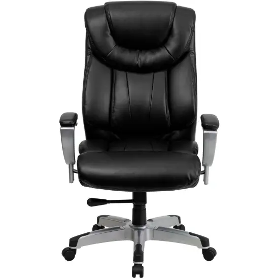 Emma and Oliver 400 lb. Big & Tall High Back Ergonomic Office Chair, Silver Adjustable Arms Black LeatherSoft {3}