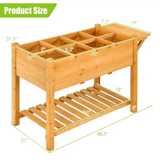 Elevated Planter Box Kit with 8 Grids and Folding Tabletop {3}