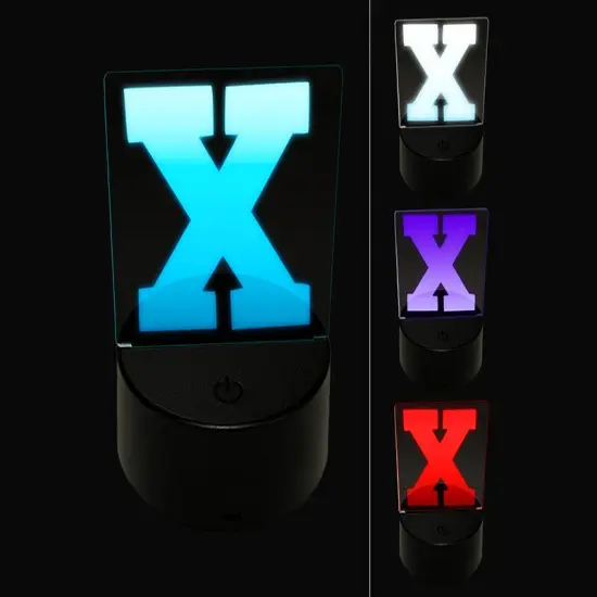 Letter X Uppercase Fun Bold Font 3D Illusion LED Night Light Sign Nightstand Desk Lamp {1}