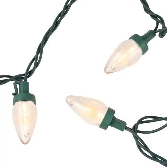 Northlight LED C7 Christmas Lights - Warm White - 16' Green Wire - 25ct Clear {6}