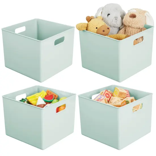 mDesign Plastic Deep Home Storage Organizer Bin with Handles, 4 Pack {1}