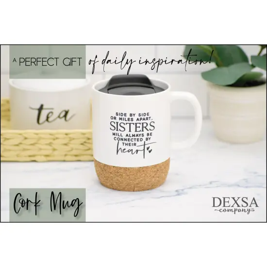 Dexsa Side By Side..Sisters Designer Cork Bottom Mug with Lid - 14 oz {4}