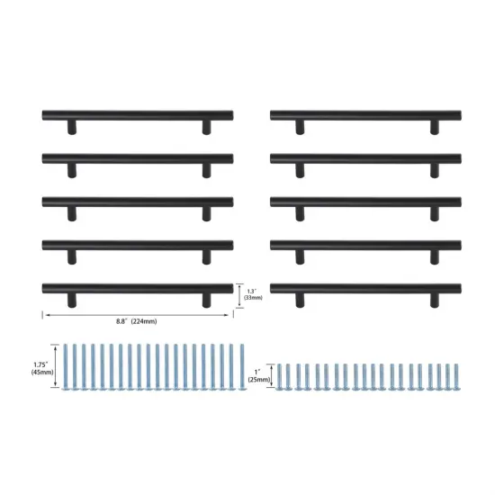 Quinn 6-5/16" Center to Center Matte Black Bar Pull Multipack (set of 10) {6}