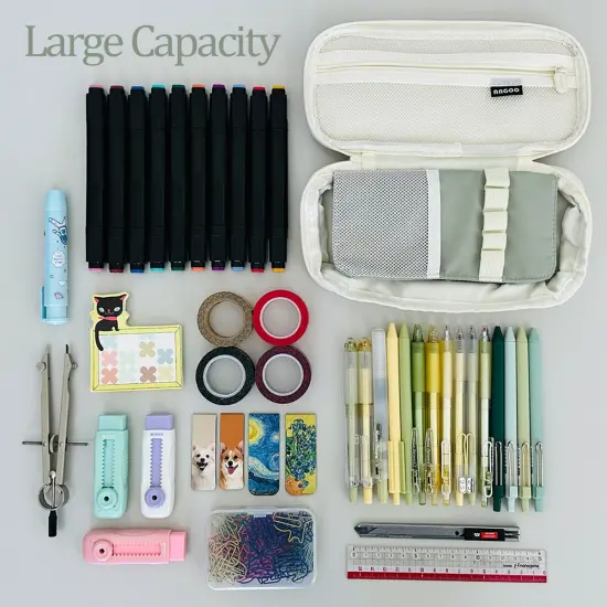 Wrapables Large Capacity Pencil Case, Expandable Pencil Pouch for Stationery Tools Pistachio Green {6}