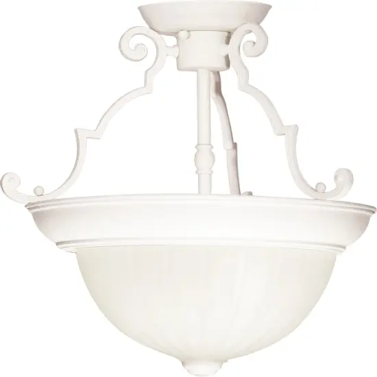 2-Light 13" Flush Mounted Light Fixture in Textured White Finish {1}