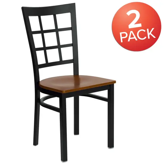 Emma and Oliver 2 Pack Window Back Metal Restaurant Chair Cherry/BlackMetal {5}