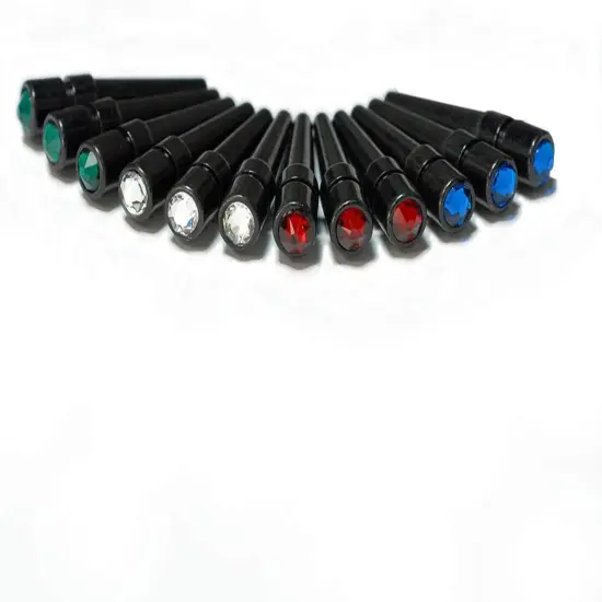 WE Games Black Metal Cribbage Pegs with Swarovski Austrian Crystals - Set of 12 -Red, Clear, Green, and Blue Crystals {1}