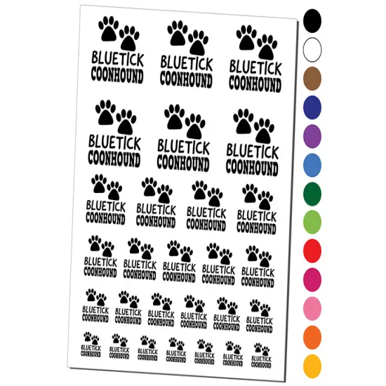 Bluetick Coonhound Dog Paw Prints Fun Text Temporary Tattoo Water Resistant Fake Body Art Set Collection Brown {1}