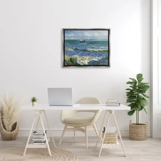 Stupell Industries Les Saintes-Maries-de-la-Mer Van Gogh Framed Floater Canvas Wall Art Gray Floater Frame {2}