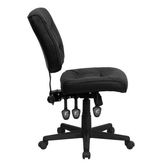 Emma and Oliver Mid-Back Leather Multifunction Swivel Ergonomic Task Office Chair Black {5}