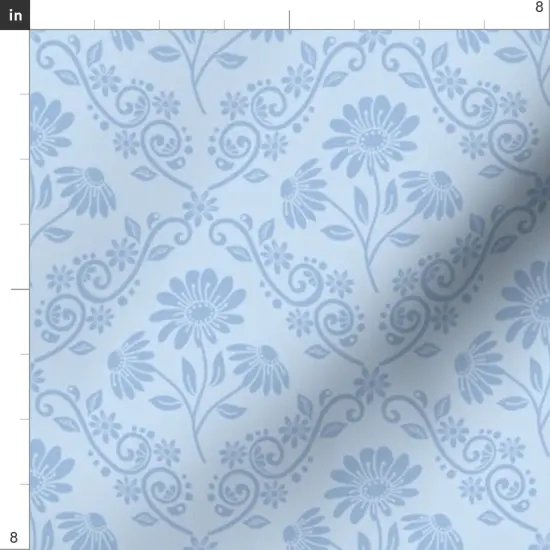 Various Fabrics by the Yard or Fat Quarter Blue Daisy Boho Style Damask Victorian Floral Botanical Edwardian Farmhouse Kitsch Custom Printed Fabric by Spoonflower {4}