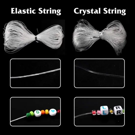 8800 Pieces Beads Kit, Including 7200 Pieces 4mm Glass Seed Beads and 1600 Pieces Letter Beads for Bracelet Jewelry Making and Crafts with 20m Crystal String and 30m Elastic String {5}