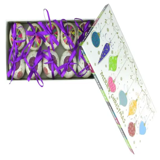 Northlight Shatterproof Decoupage Christmas Ball Ornaments - 1.75" (40mm) - Purple and White - 10ct {3}