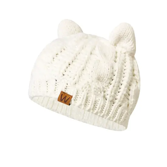 Wrapables Winter Warm Cable Knit Cat Ears Beanie Cream {4}