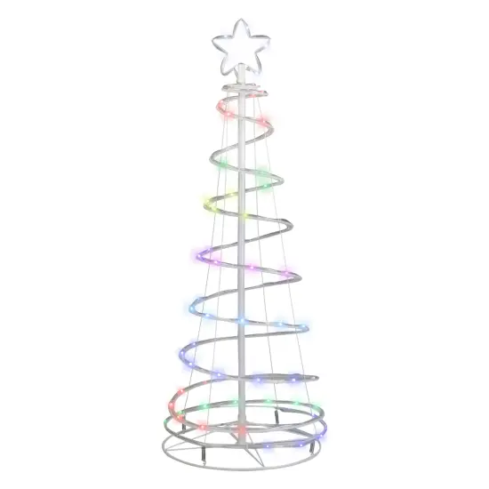 Northlight 4' LED Color Changing Multiple Function Outdoor Spiral Christmas Tree White {4}